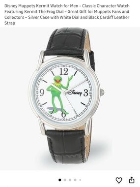 Disney Kermit The Frog Cardiff Watch Ewatchfactoy Mens Black Leather Band New